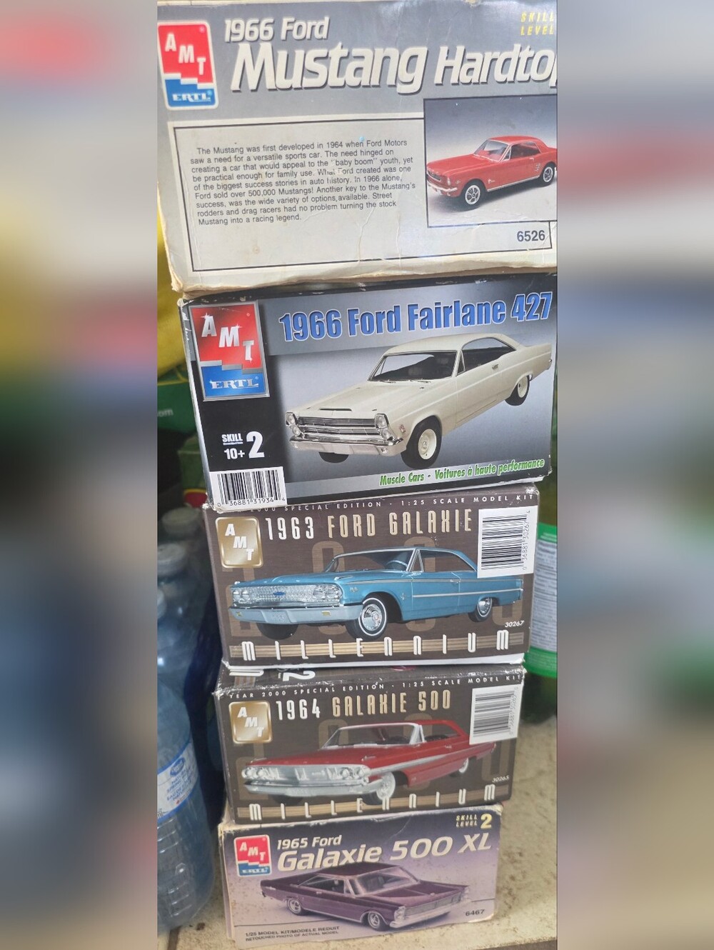 AMT Vintage Ford Model Kit Lot - Mustang, Fairlane 5 CAR MODELS 1:25 Scale